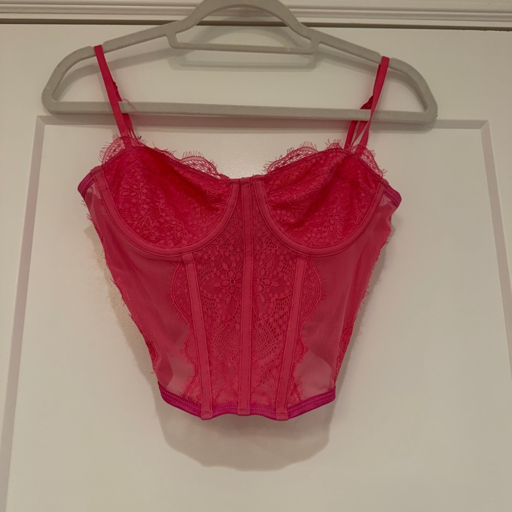 White Fox Boutique Bright Pink Lace Bustier